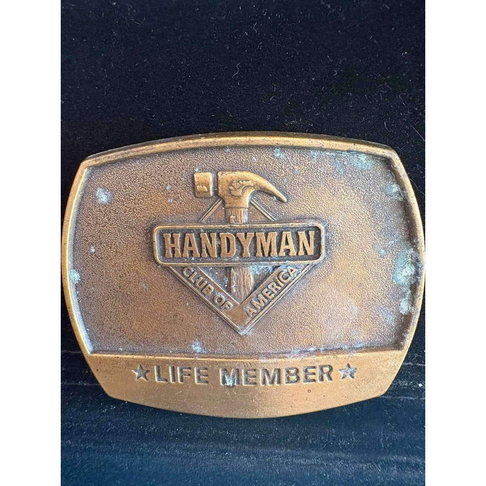 Vintage 1996 Handyman Club of America Life Member Belt Buckle Bronze Tone Hammer